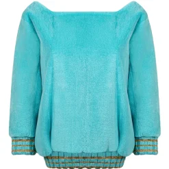 La Prima Luxury - Light Blue - 8 mm Shaved Mink Fur in Ruby - Fur Coat - Luxury Exclusive Collection - Avvenice