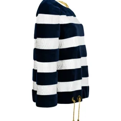 La Prima Luxury - Marina - One-Shoulder Fur in Shaved Blue Mink - Gold Plate Chain - Fur Coat - Luxury Exclusive Collection - Avvenice