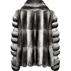 La Prima Luxury - Piuma - Black Velvet Chinchilla Fur - 18 kt Gold Hooks - Fur Coat - Luxury Exclusive Collection - Avvenice