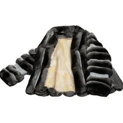 La Prima Luxury - Piuma - Black Velvet Chinchilla Fur - 18 kt Gold Hooks - Fur Coat - Luxury Exclusive Collection - Avvenice