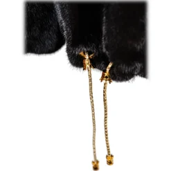 La Prima Luxury - Puma - Fur Coat in Blackglama Vison - Python Inlays - Golden Mesh - Fur Coat - Luxury Exclusive Collection - Avvenice