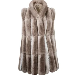 La Prima Luxury - Soffio Beige - Beige Leather Gillet - 18 kt Gold Hooks - Fur Coat - Luxury Exclusive Collection - Avvenice