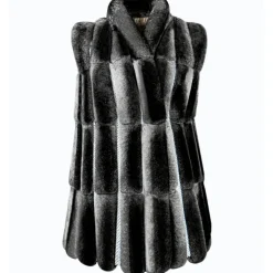 La Prima Luxury - Soffio Grigio - Grey Leather Gillet - 18 kt Gold Hooks - Fur Coat - Luxury Exclusive Collection - Avvenice