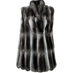 La Prima Luxury - Soffio Grigio - Grey Leather Gillet - 18 kt Gold Hooks - Fur Coat - Luxury Exclusive Collection - Avvenice