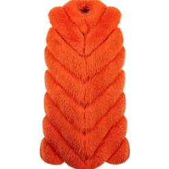 La Prima Luxury - Spiga Arancio - Orange White Shadow Fox Fur - 18 kt Gold - Fur Coat - Luxury Exclusive Collection - Avvenice