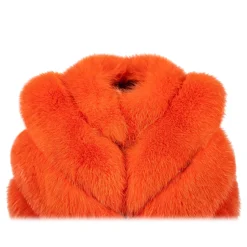 La Prima Luxury - Spiga Arancio - Orange White Shadow Fox Fur - 18 kt Gold - Fur Coat - Luxury Exclusive Collection - Avvenice