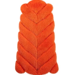 La Prima Luxury - Spiga Arancio - Orange White Shadow Fox Fur - 18 kt Gold - Fur Coat - Luxury Exclusive Collection - Avvenice