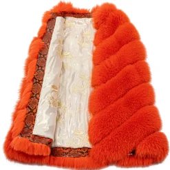 La Prima Luxury - Spiga Arancio - Orange White Shadow Fox Fur - 18 kt Gold - Fur Coat - Luxury Exclusive Collection - Avvenice