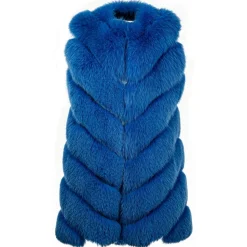 La Prima Luxury - Spiga Oceano - Fur Electric Blue Fox - 18 kt Gold Hooks - Fur Coat - Luxury Exclusive Collection - Avvenice