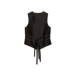 La Rando - Torcuato Vest - Silk and Wool - Black - Artisan Top - Luxury High Quality Leather - Avvenice