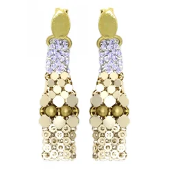 Laura B - 3&4&6 Earrings - Mesh and Swarovski Earrings - Gold - Lilac Swarovski - Handmade Earrings - Luxury High Quality - Avvenice