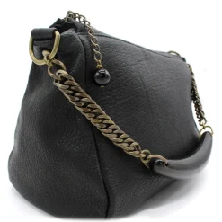 Laura B - Bauletto Leather - Leather and Mesh Bag - Black - Strap Bag - Luxury High Quality Bag - Avvenice