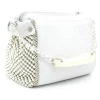 Laura B - Bauletto Mini - Leather and Mesh Bag - White - Strap Bag - Luxury High Quality Bag - Avvenice