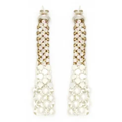 Laura B - Eiffel Earrings - Mesh and Swarovski Earrings - White - White Swarovski - Handmade Earrings - Luxury High Quality - Avvenice