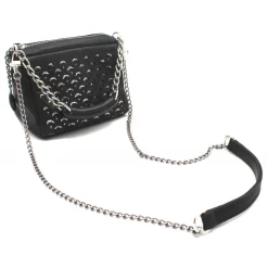Laura B - Jaipur Bauletto Mini - Leather and Mesh Bag - Black - Strap Bag - Luxury High Quality Bag - Avvenice
