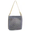 Laura B - Jaipur Disco Bag - Leather and Mesh Bag - Gray - Strap Bag - Luxury High Quality Bag - Avvenice