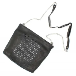 Laura B - Jaipur Strap Bag - Leather and Mesh Bag - Black - Strap Bag - Luxury High Quality Bag - Avvenice
