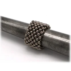 Laura B - Mercurio Basic Ring - Mesh Ring - Shiny Silver - Handmade Ring - Luxury High Quality - Avvenice