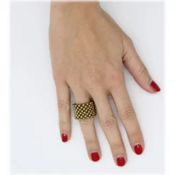 Laura B - Mercurio Basic Ring - Mesh Ring - Shiny Gold - Handmade Ring - Luxury High Quality - Avvenice