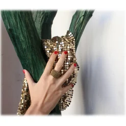 Laura B - Mercurio Basic Ring - Mesh Ring - Shiny Gold - Handmade Ring - Luxury High Quality - Avvenice