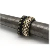 Laura B - Mia Ring - Mesh and Swarovski Ring - Doré - Black Swarovski - Handmade Ring - Luxury High Quality - Avvenice