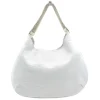 Laura B - Moon Shoulder Bag - Leather and Mesh Bag - Lamb - White - Shoudler Bag - Luxury High Quality Bag - Avvenice