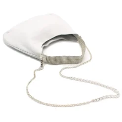 Laura B - Moon Shoulder Bag - Leather and Mesh Bag - Lamb - White - Shoudler Bag - Luxury High Quality Bag - Avvenice