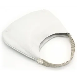 Laura B - Moon Shoulder Bag - Leather and Mesh Bag - Lamb - White - Shoudler Bag - Luxury High Quality Bag - Avvenice