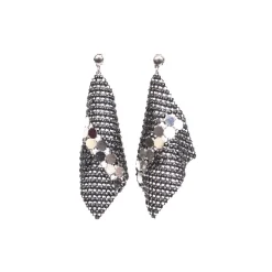 Laura B - New Basic Kite Earrings - Mesh and Swarovski Earrings - Doré - White Line - Handmade Earrings - Luxury High Quality - Avvenice