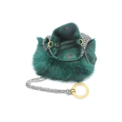 Laura B - Soft Mobile Bag - Lapin Bag with Net and Swarovski - Dark Green - Luxury High Quality Leather Bag - Avvenice