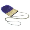 Laura B - Soft Mobile Bag - Lapin Bag with Net and Swarovski - Purple - Luxury High Quality Leather Bag - Avvenice