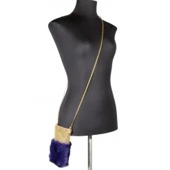 Laura B - Soft Mobile Bag - Lapin Bag with Net and Swarovski - Purple - Luxury High Quality Leather Bag - Avvenice