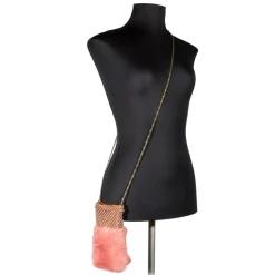 Laura B - Soft Mobile Bag - Lapin Bag with Net and Swarovski - Orange - Luxury High Quality Leather Bag - Avvenice