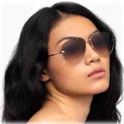 Linda Farrow - 859 C6 Aviator Sunglasses - Light Gold - Linda Farrow Eyewear - Avvenice