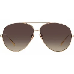 Linda Farrow - 398 C3 Aviator Sunglasses - Matt Yellow Gold - Linda Farrow Eyewear - Kendall Jenner - Alessandra Ambrosio - Avvenice