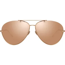 Linda Farrow - 859 C3 Aviator Sunglasses - Rose Gold - Linda Farrow Eyewear - Avvenice