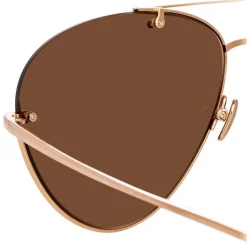 Linda Farrow - 859 C3 Aviator Sunglasses - Rose Gold - Linda Farrow Eyewear - Avvenice