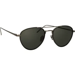 Linda Farrow - 739 C6 Aviator Sunglasses - Nickel & Black - Linda Farrow Eyewear - Avvenice