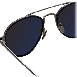 Linda Farrow - 739 C6 Aviator Sunglasses - Nickel & Black - Linda Farrow Eyewear - Avvenice