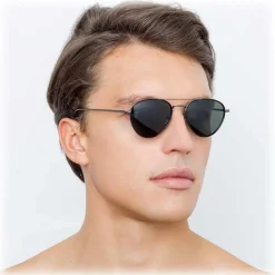 Linda Farrow - 739 C6 Aviator Sunglasses - Nickel & Black - Linda Farrow Eyewear - Avvenice