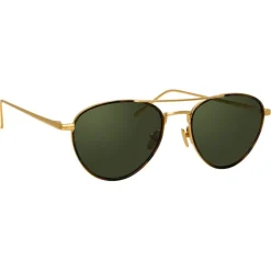 Linda Farrow - 739 C4 Aviator Sunglasses - Yellow Gold and Tortoiseshell - Linda Farrow Eyewear - Avvenice