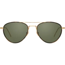 Linda Farrow - 739 C4 Aviator Sunglasses - Yellow Gold and Tortoiseshell - Linda Farrow Eyewear - Avvenice