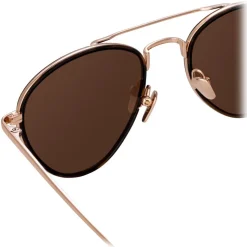 Linda Farrow - 739 C3 Aviator Sunglasses - Rose Gold and Tortoiseshell - Linda Farrow Eyewear - Avvenice