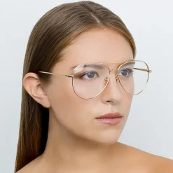 Linda Farrow - 751 C1 Aviator Optical Frames - Yellow Gold - Linda Farrow Eyewear - Avvenice
