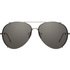 Linda Farrow - 729 C4 Aviator Sunglasses - Nickel - Linda Farrow Eyewear - Avvenice