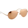 Linda Farrow - 128 C6 Aviator Sunglasses - Rose Gold - Linda Farrow Eyewear - Alessandra Ambrosio Official - Avvenice