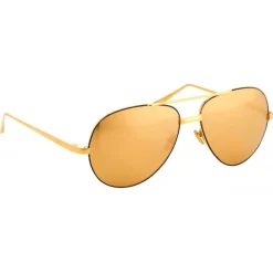 Linda Farrow - 128 C4 Aviator Sunglasses - Yellow Gold - Linda Farrow Eyewear - Alessandra Ambrosio Official - Avvenice