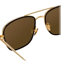 Linda Farrow - 559 C1 Aviator Sunglasses - Yellow Gold & Black - Linda Farrow Eyewear - Avvenice