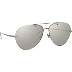 Linda Farrow - 859 C1 Aviator Sunglasses - White Gold - Linda Farrow Eyewear - Avvenice