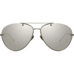 Linda Farrow - 859 C1 Aviator Sunglasses - White Gold - Linda Farrow Eyewear - Avvenice